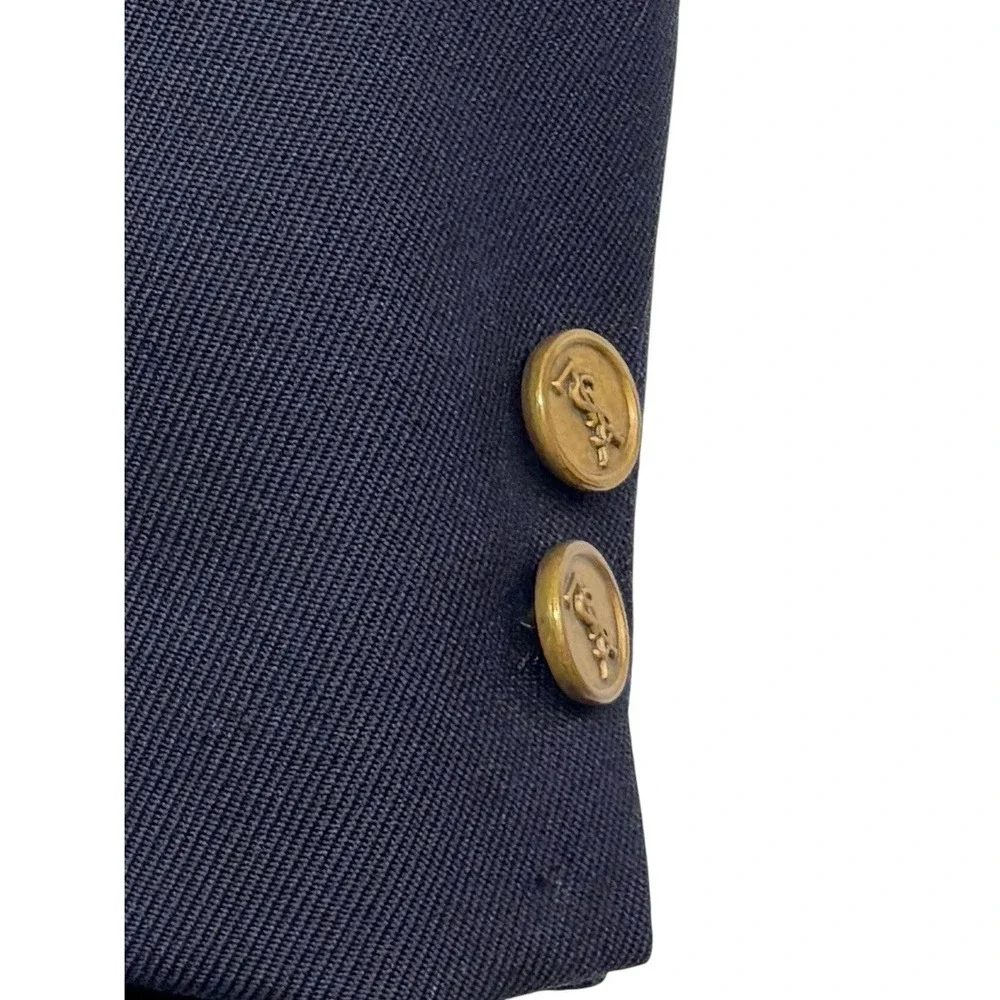 vtg Yves Saint Laurent 38R Navy Blue Blazer Jacket Sport Suit Coat Gold Buttons